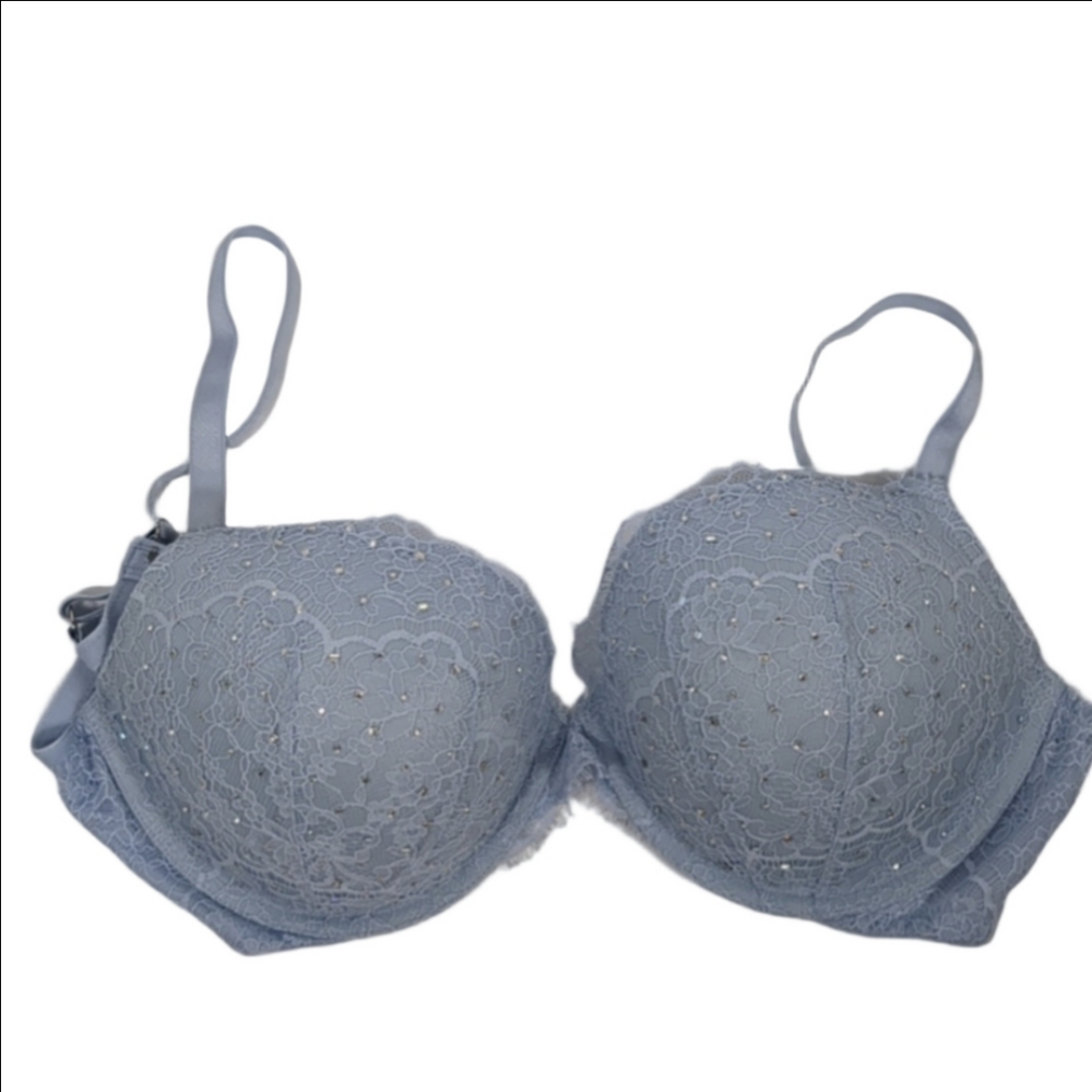 Victoria's Secret Blue Dream Angels Push Up Bra 34DDD Size 34F (3D)